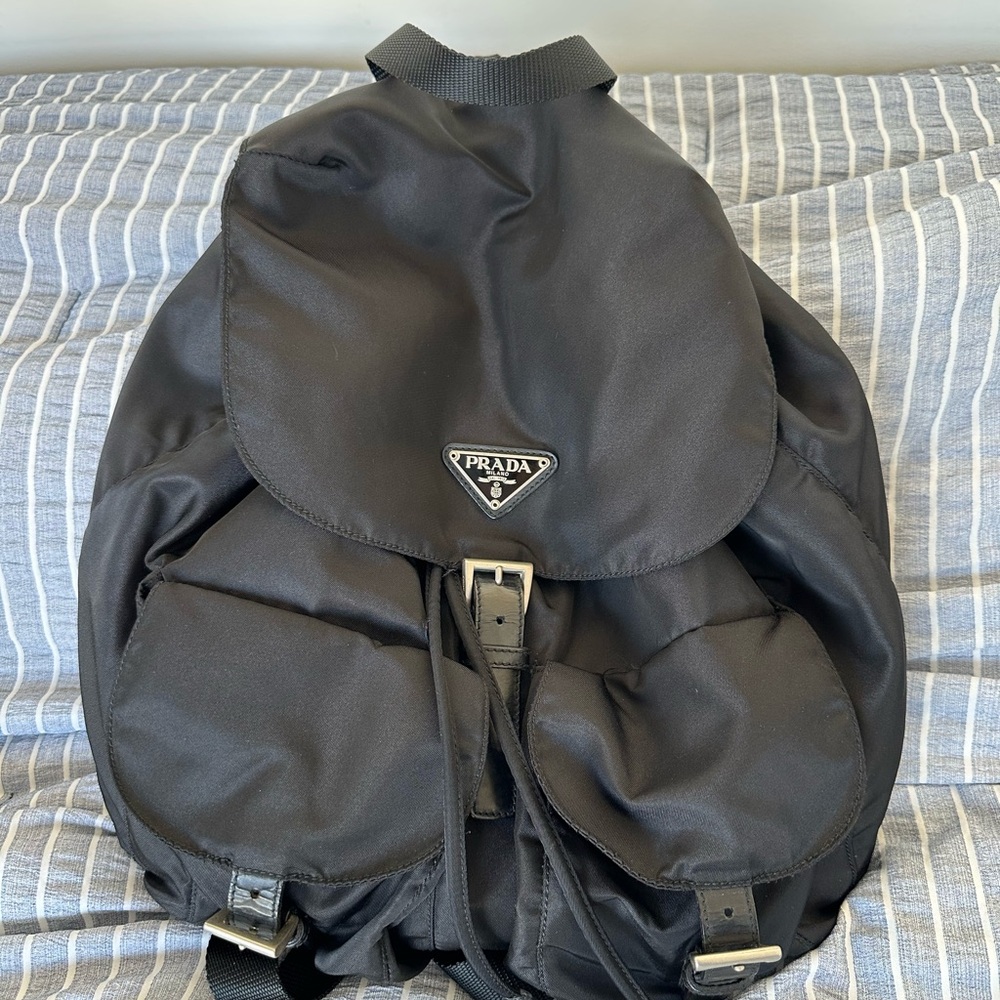 Prada Black Nylon Drawstring Backpack
